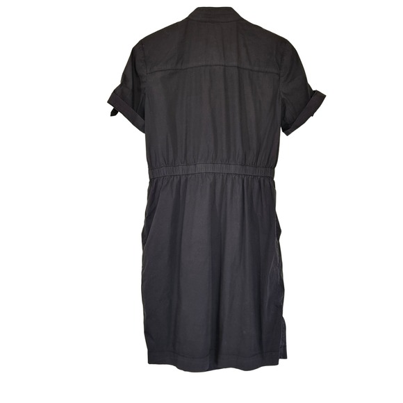 Tory Burch Black Utility Shirt Dress Gold Logo Hardware Cotton Blend Size 8 - Picture 9 of 12